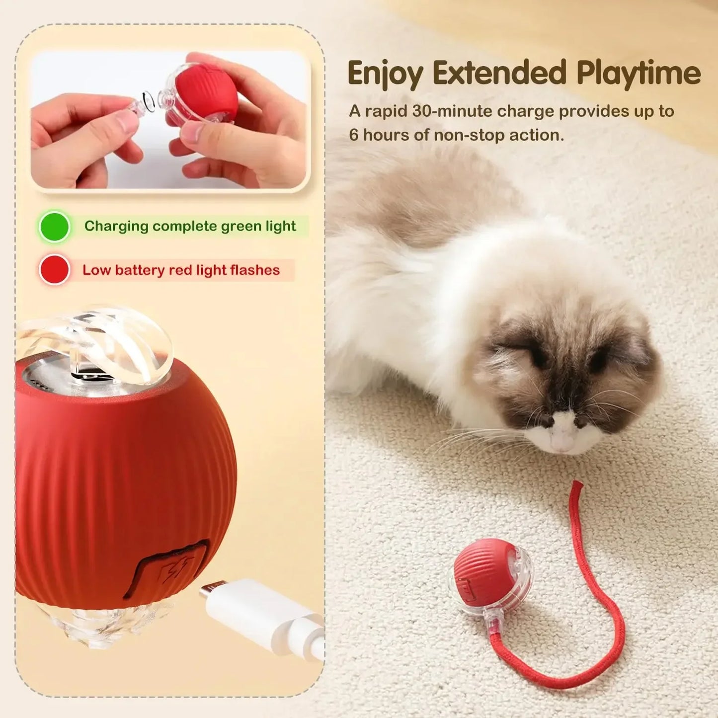 Pet Interactive Ball Toy, Automatic Rolling Ball