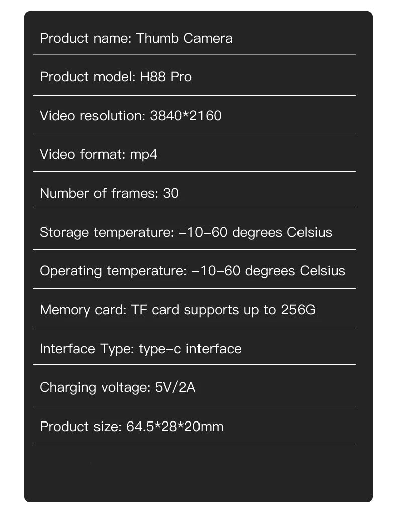 Pet 4K Thumb Sports Camera